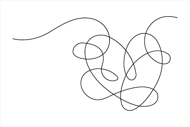 単行線画 ハート ヴァレンタインデー 愛 孤立した手描きベクトルイラスト