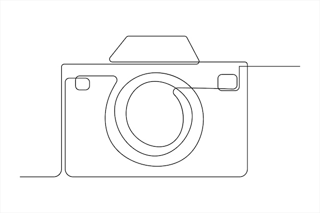 벡터 연속적인 단선 그림 레트로 사진 카메라 아이콘의 라인 아트 터 일러스트레이션