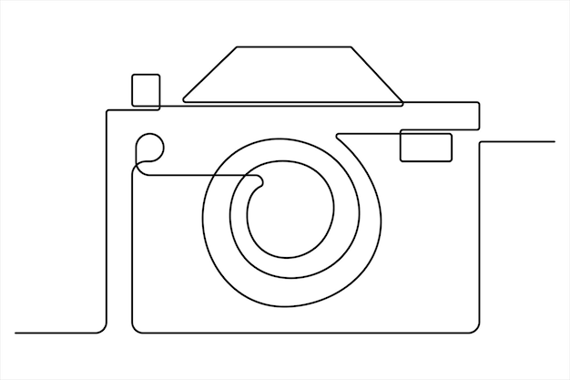 continuous single line drawing Line art of retro photo camera icon Vector illustration