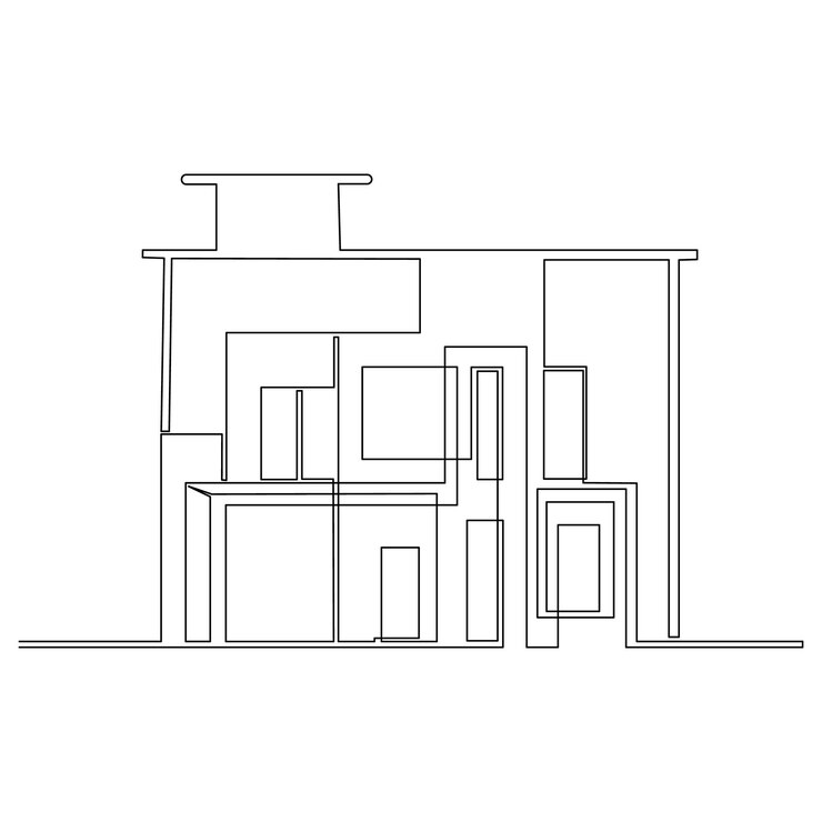 Vector continuous single line drawing modern house logo icon illustration vector art