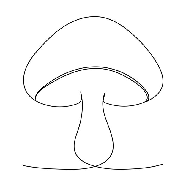 Disegno continuo a linea singola di funghi, illustrazione artistica vettoriale, design minimalista