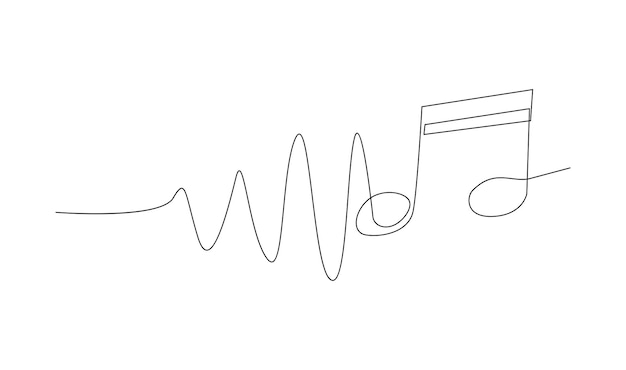 Vector continuous single line drawing of music notes