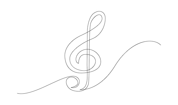 Vettore disegno continuo di una sola linea di note musicali