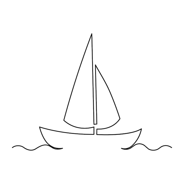 Continuous single line drawing on sailboat vactor art