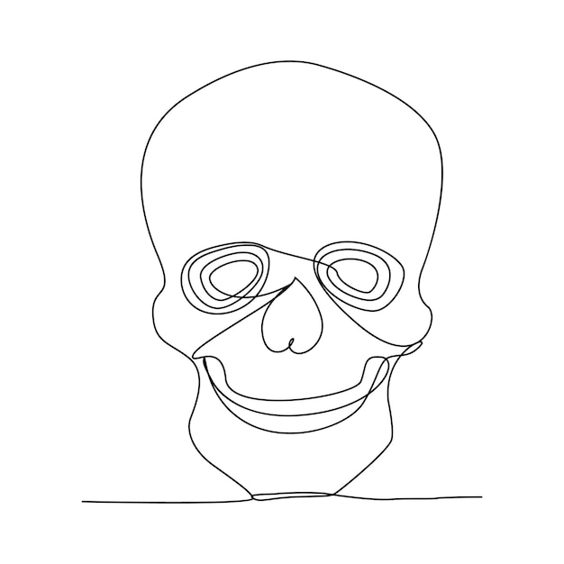 Continuous single line hand drawing Abstract human skull vector illustration