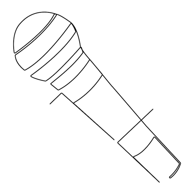 Vector continuous single line microphone mic sound one line art drawing and illustration vector design