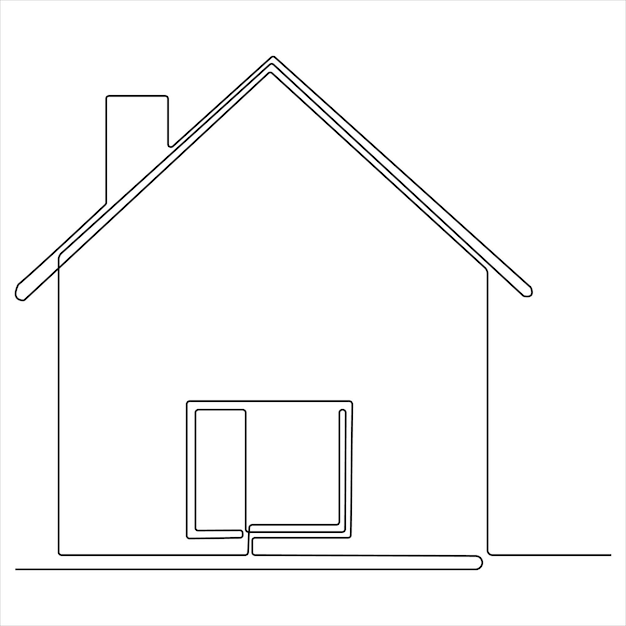 Vector continuous single line modern house art drawing vector style illustration