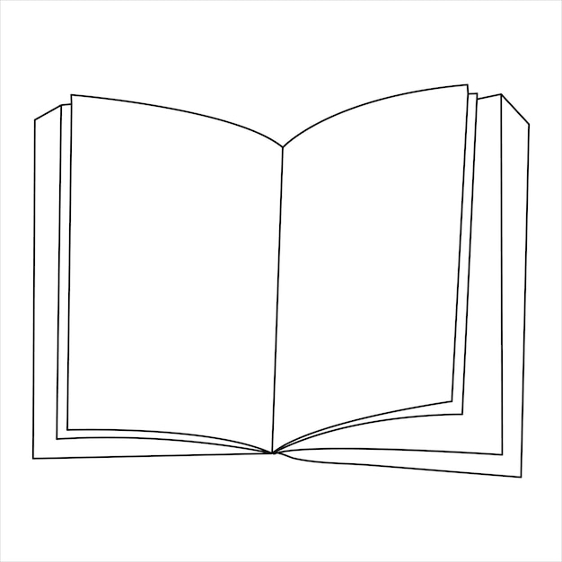 Continuous single line open book art drawing vector style illustration