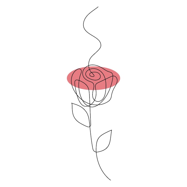 continuous single line of rose flower drawing outline vector art illustration