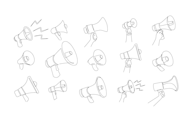 Vector continuous single one line art drawing of megaphone speaker for news and promotion vector illustration