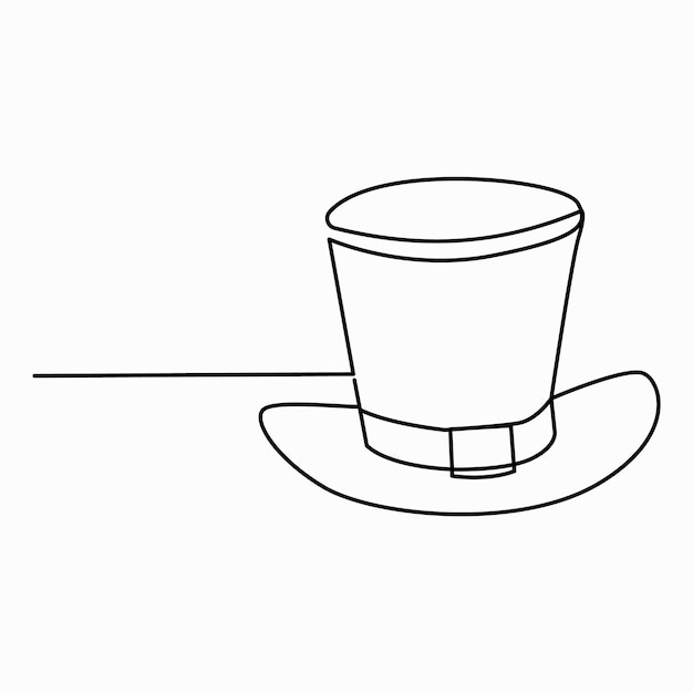 Continuous single one line art St Patricks Day Leprechaun hat icon vector