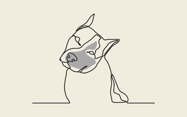 Continuous single one line drawing of portrait happy pet dog vector illustration