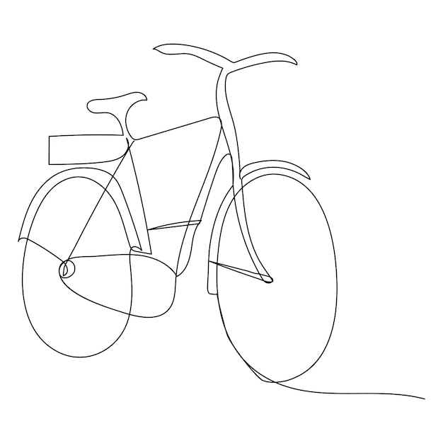 Continuous single vector line art drawing and one line illustration of bicycle