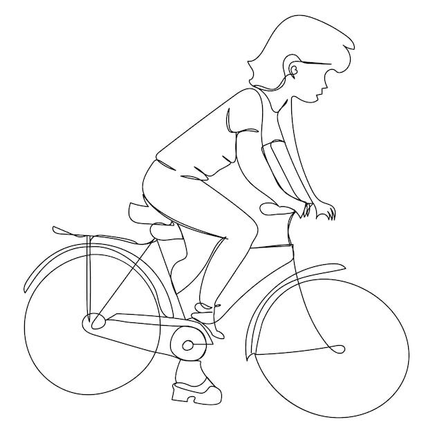 Continuous single vector line art drawing and one line illustration of bicycle