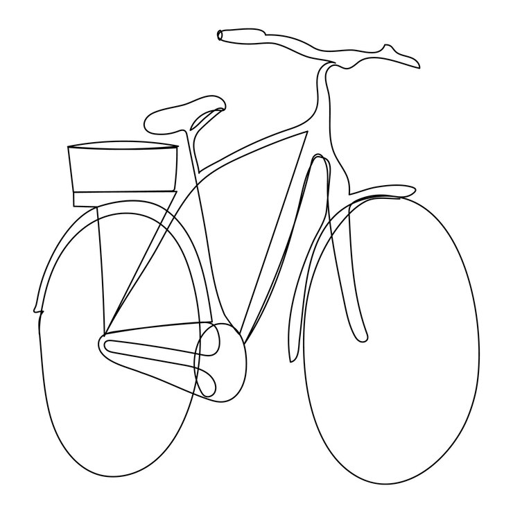 Vector 継続的な単一ベクトル線アート図と自転車の1線イラスト