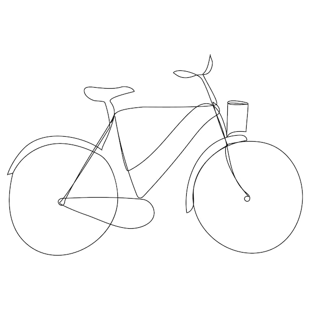 継続的な単一ベクトル線アート図と自転車の1線イラスト