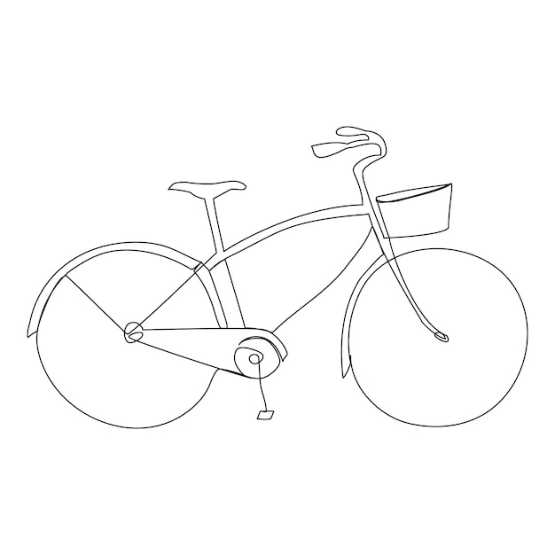 Continuous single vector line art drawing and one line illustration of bicycle