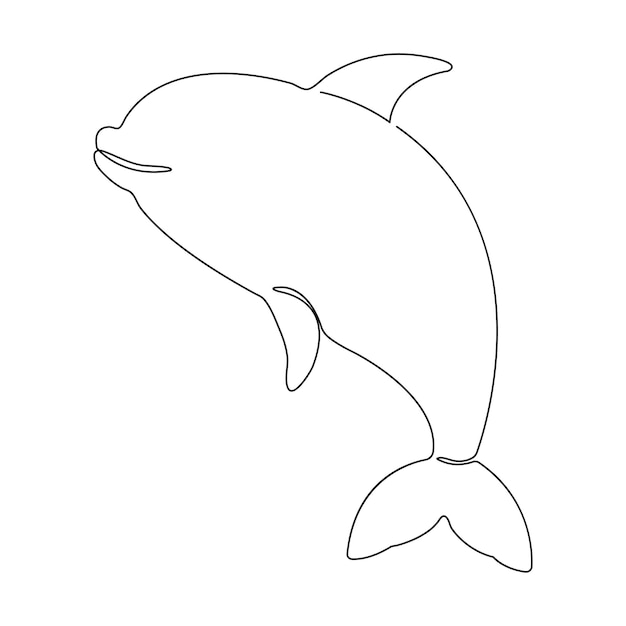 Vettore arte del delfino a linea singola continua delfino carino a linea one disegno vettoriale e illustrazione