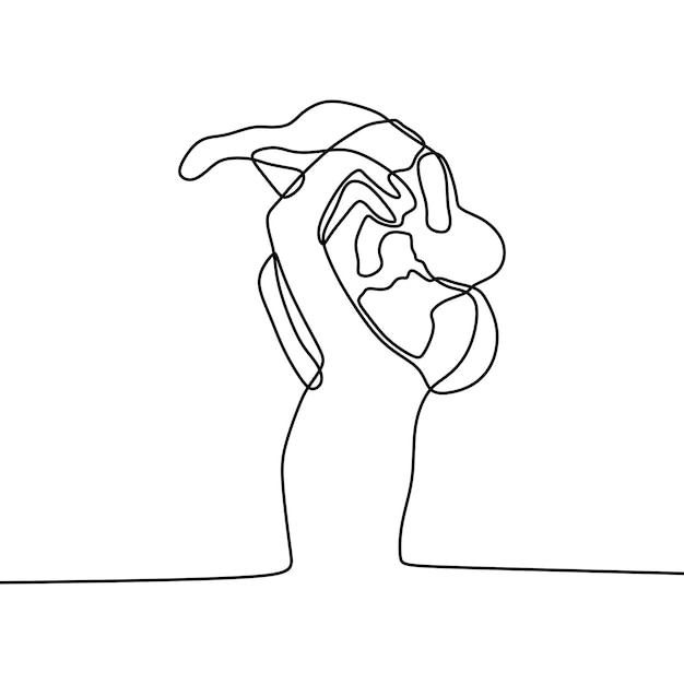 Continuous singleline art of a father playing with his son