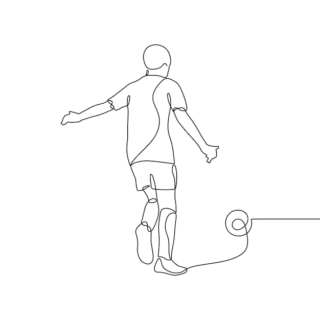The continuous singleline art of a football player