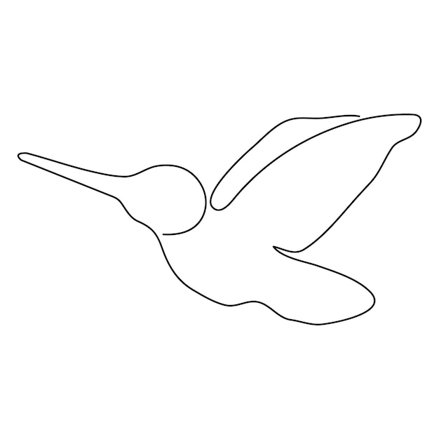 Continuous singleline art of hummingbird Flying bird one line drawing vector and illustration