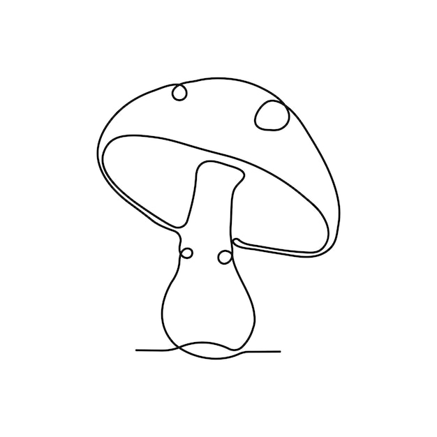 シンプル・ライン・アート・オブ・マッシュルーム (Single-Line Art of Mushroom) - 麗なキノコ1行の絵のベクトルとイラスト