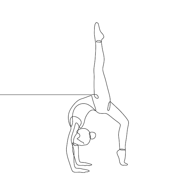 Single line drawing of a girl in yoga pose bundle:: tasmeemME.com