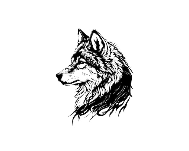 Contohsketch hand drawn single line art wolf