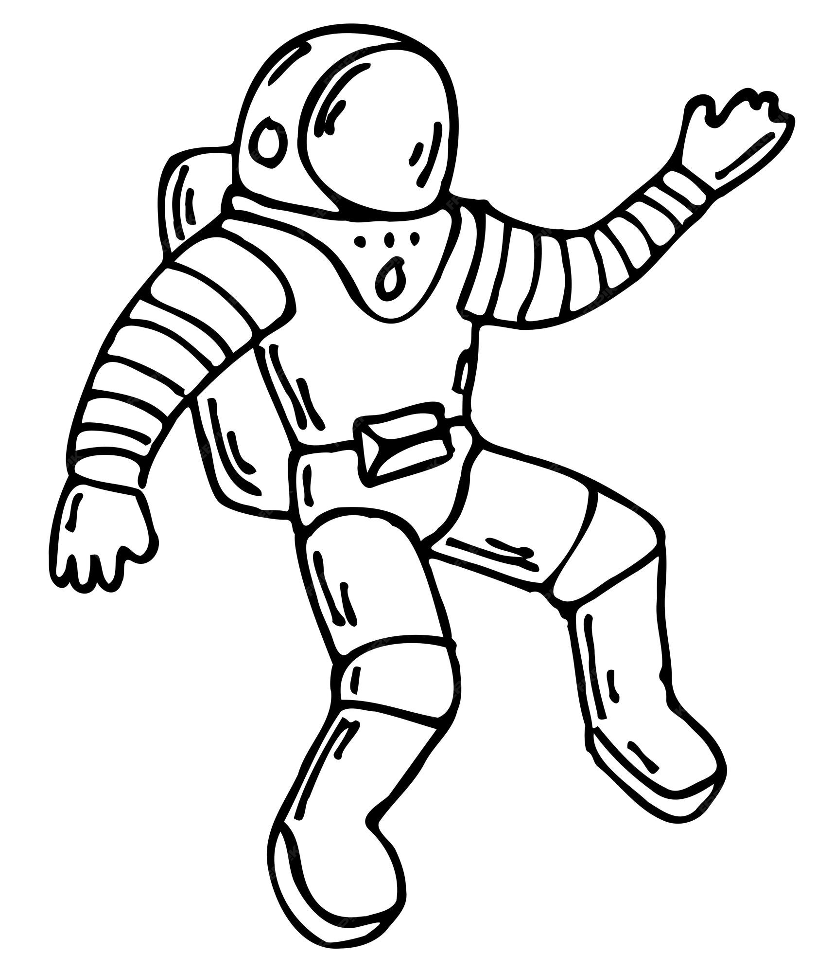 Premium Vector | Contour black drawing of an astronaut in a spacesuit for  coloring doodle