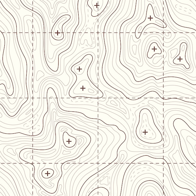 Вектор Контур вертикальной топографической бесшовной карте. ландшафтная карта для путешествия в горы