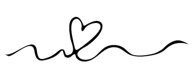 Contour heart line art. Simple vector drawn heart.