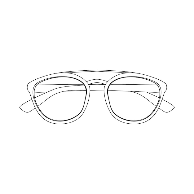 Contour illustration of sunglasses eyeglasses in line art style black outline glasses summer object