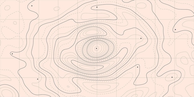 Vector contour kaart achtergrond vector geografie schema en terrein topografie rasterkaart