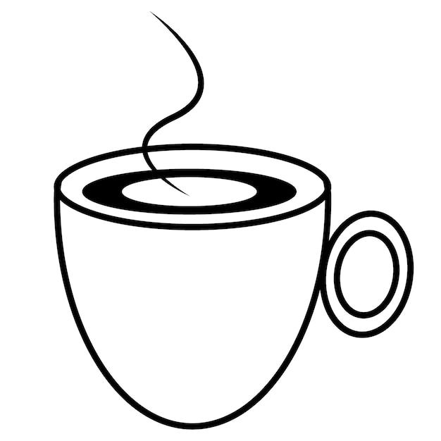 Contour kopje met koffie en schuim op een transparante achtergrond Lijntekening Logo isoleren Icon
