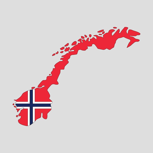 Contour map of the country of Norway. Vector illustration