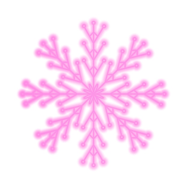 Contour neon roze sneeuwvlok Retro neon WinterSchoon kerstversiering Vector illustratie