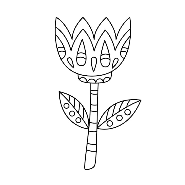 Vector contour sierlijke bloem eenvoudige stijl vectorillustratie lineaire geometrische tulp geïsoleerd op wit