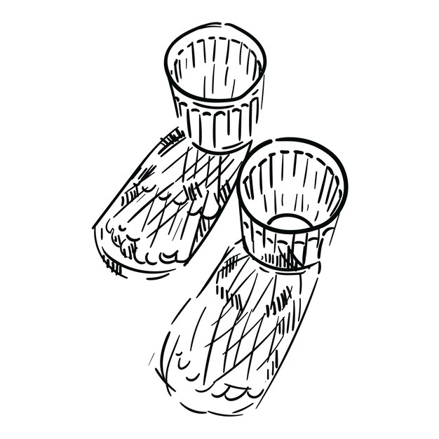 contoured glasses on a white background faceted glasses vector handdrawn doodles in a linear style