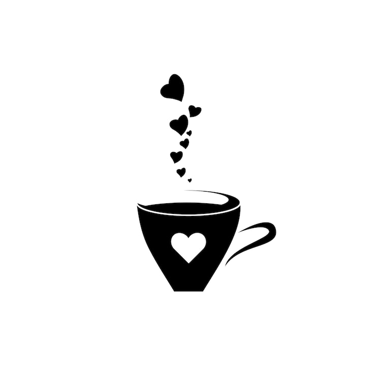 心でお茶のカップの輪郭