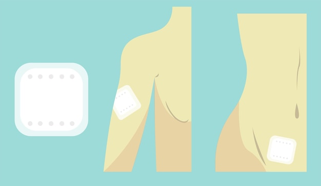 피임 패치 평면 벡터 일러스트 레이 션