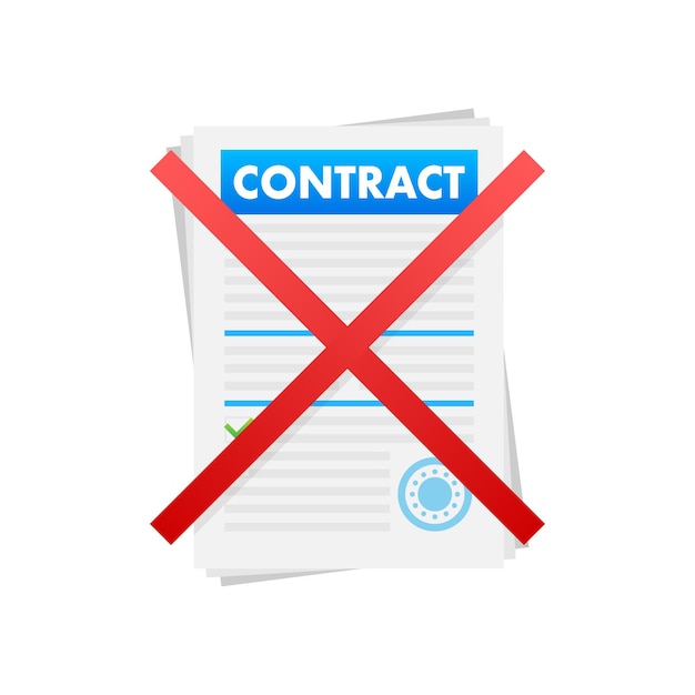Вектор Бизнес-концепция расторжения контракта знак запрещен векторная иллюстрация