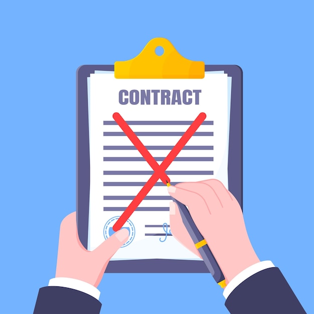 Vector contract cancellation business concept