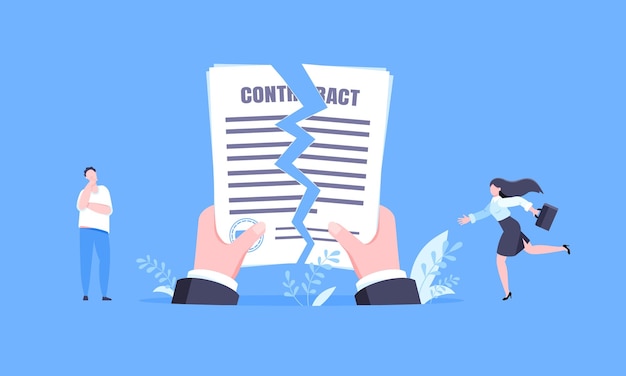 Vector contract cancellation business concept