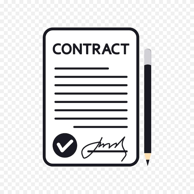 Vector contract contract agreement with stamp document symbol