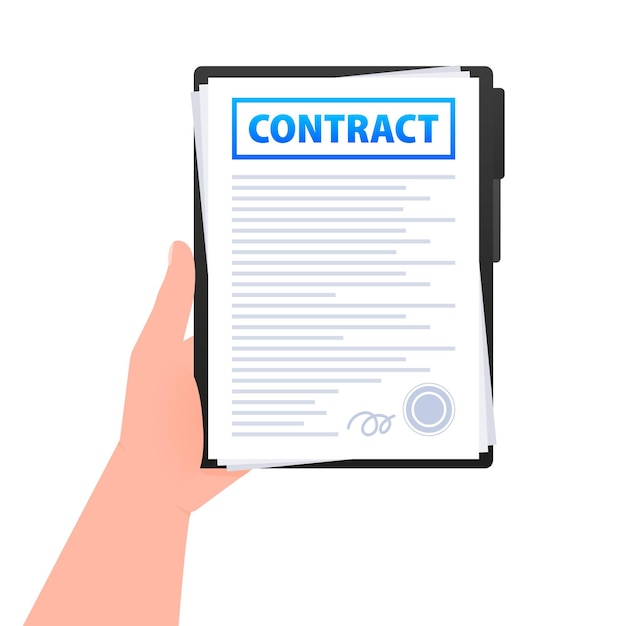 Vettore forma del documento contrattuale firma il contratto illustrazione vettoriale