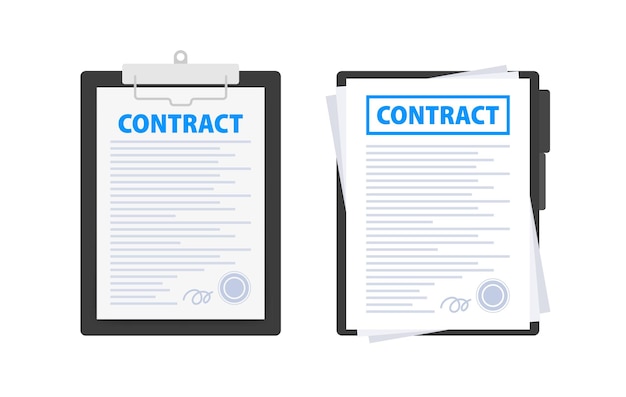 Contract document form sign contract vector illustration