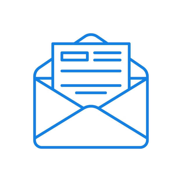 Contract email vector line icon signed deal in official documentation