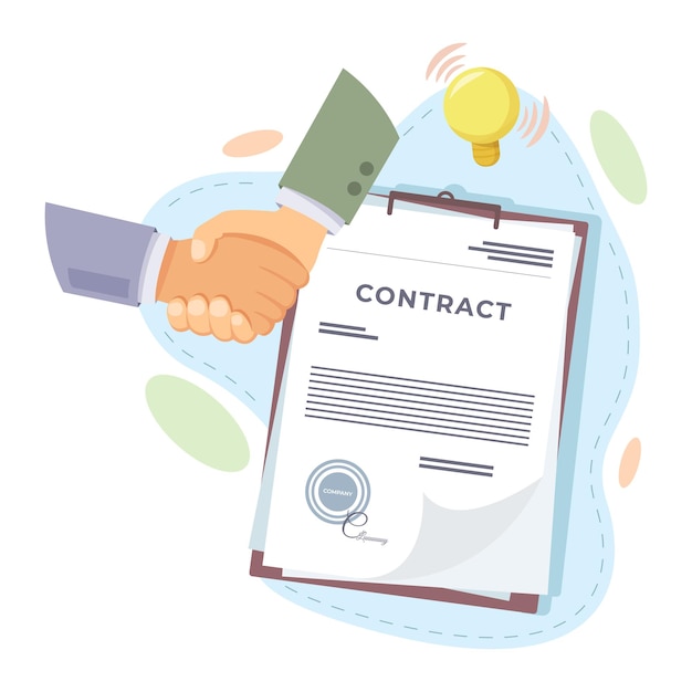 Contract en zakelijke handdruk