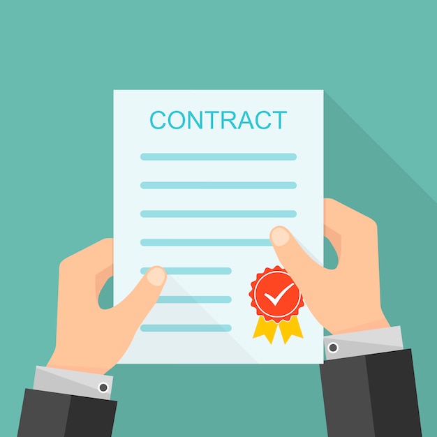 Contract in the hand.   illustration