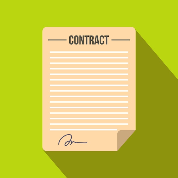 Contract icon in flat style on a green background